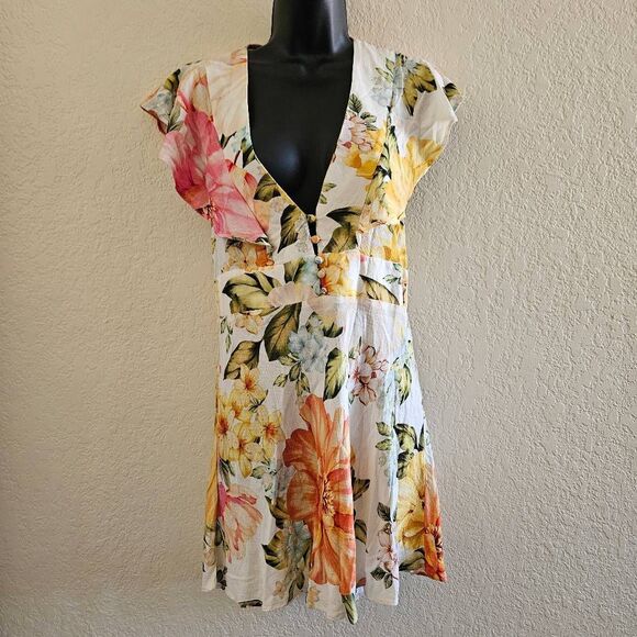 Farm Rio Floral Mini Dress with Flutter Sleeves - Picture 1 of 8